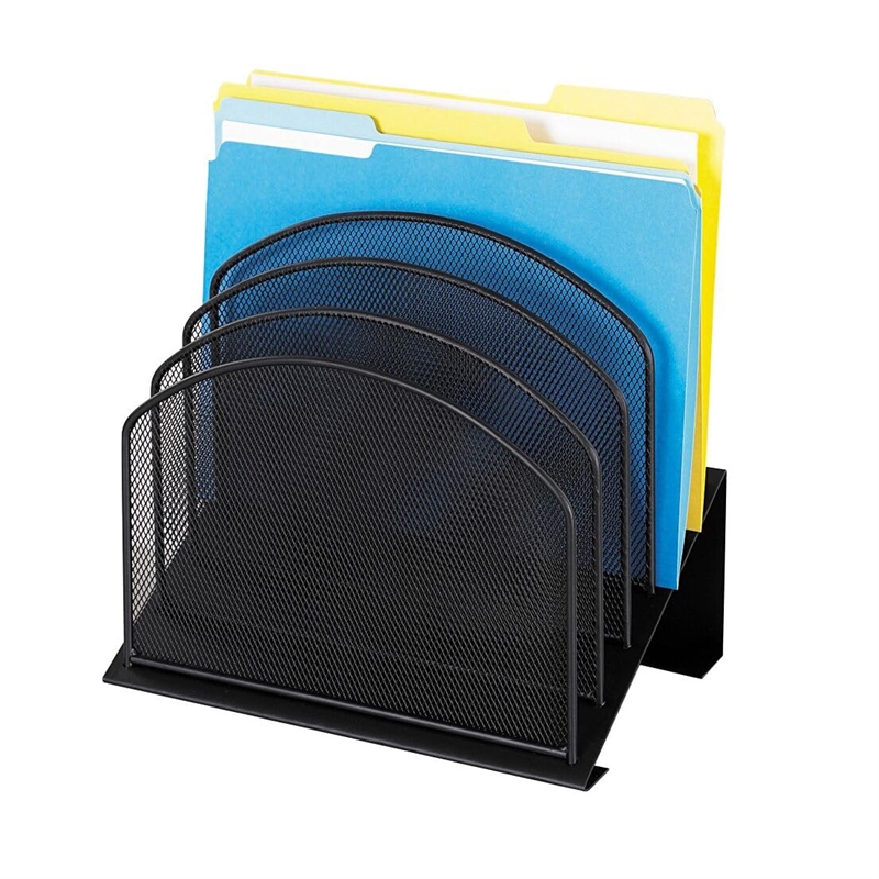 Scranton & Co Black Mesh Desk Organizer with 5 Slanted Sections