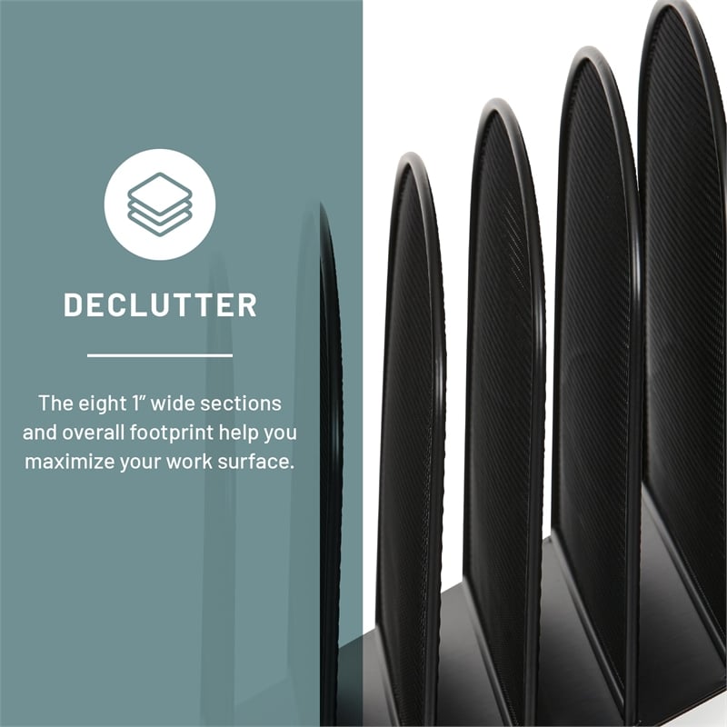 Scranton & Co Black Mesh Desk Organizer with 8 Slanted Sections