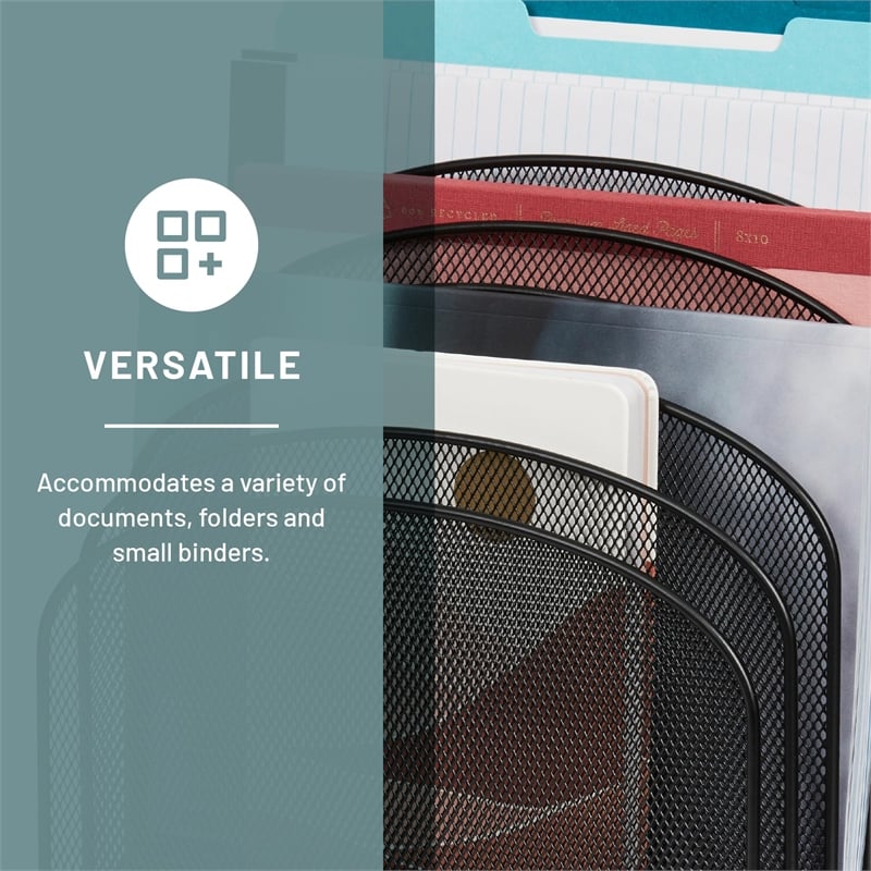 Scranton & Co Black Mesh Desk Organizer with 8 Slanted Sections