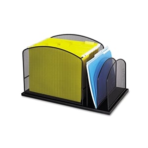 Scranton & Co Black Mesh Desk Organizer with 2 Upright Sections