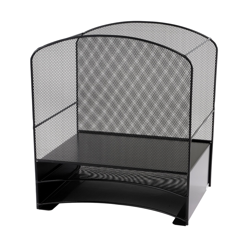 Scranton & Co Black Mesh Desk Organizer with 2 Horizontal Sorters