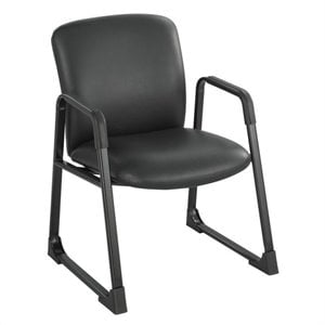 scranton & co big and tall guest chair in black vinyl with sled base
