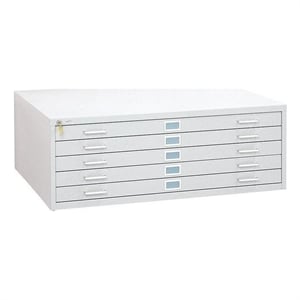 Scranton & Co 5 Drawer Metal Flat Files Cabinet for 30&quot x 42&quot Documents in White