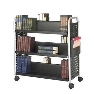scranton & co double sided stainless steeel 6 shelf book cart in black