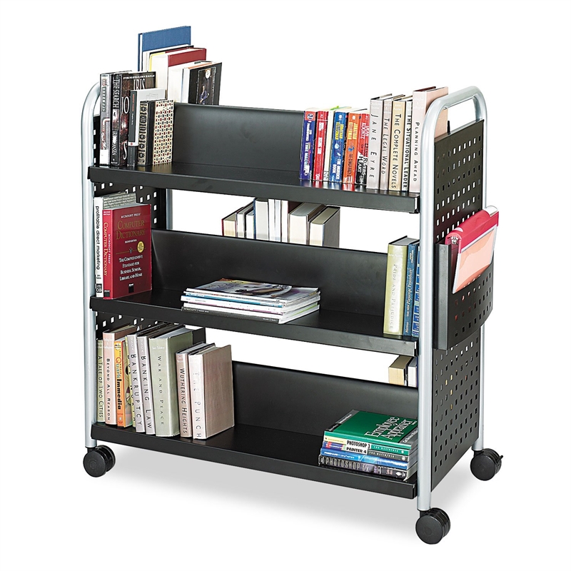 Scranton & Co Double Sided Stainless Steeel 6 Shelf Book Cart in Black