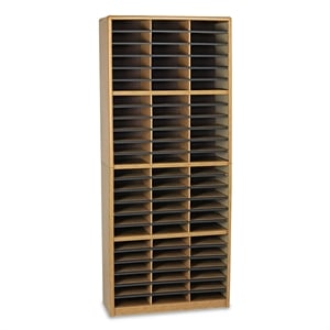 Scranton & Co 72 Compartment Metal Flat Files Organizer in Medium Oak 