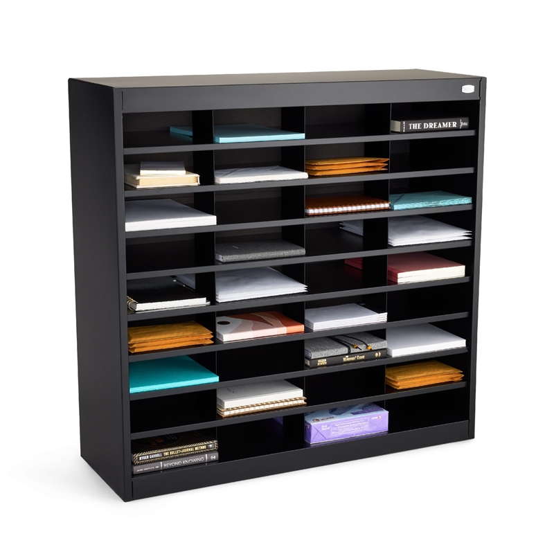 Scranton & Co Black Mail Organizer - 36 Letter Size Compartments