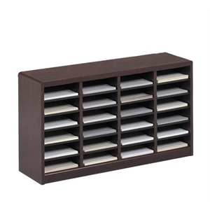 scranton & co mahogany wood mail organizer - 24 compartments