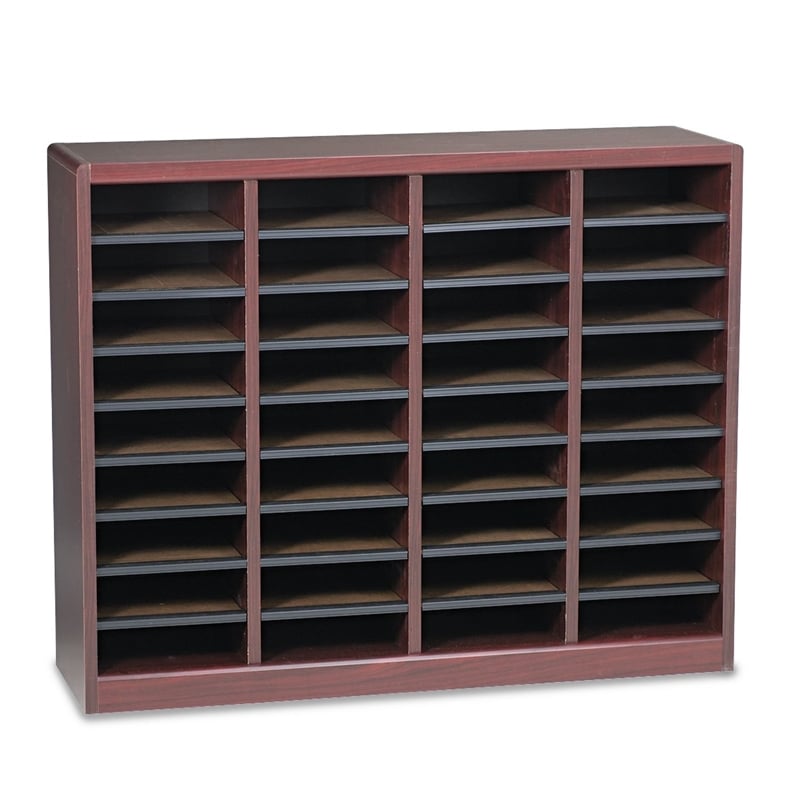 Scranton & Co Mahogany Wood Mail Organizer - 36 Compartments