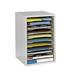 scranton & co grey 11 compartment vertical desk top sorter