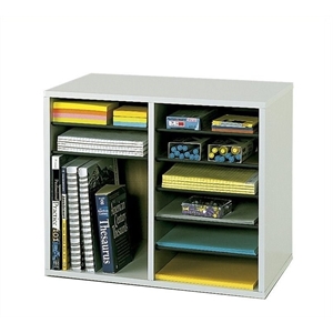 scranton & co grey 12 compartment wood adjustable file organizer