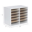 Scranton & Co Grey 12 Compartment Wood Adjustable File Organizer