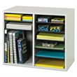 Scranton & Co Grey 12 Compartment Wood Adjustable File Organizer