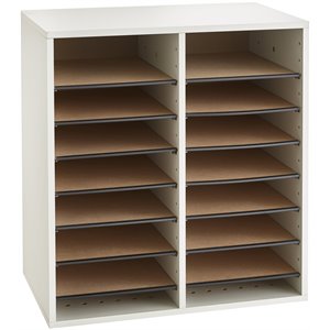 scranton & co grey 16 compartment wood adjustable file organizer