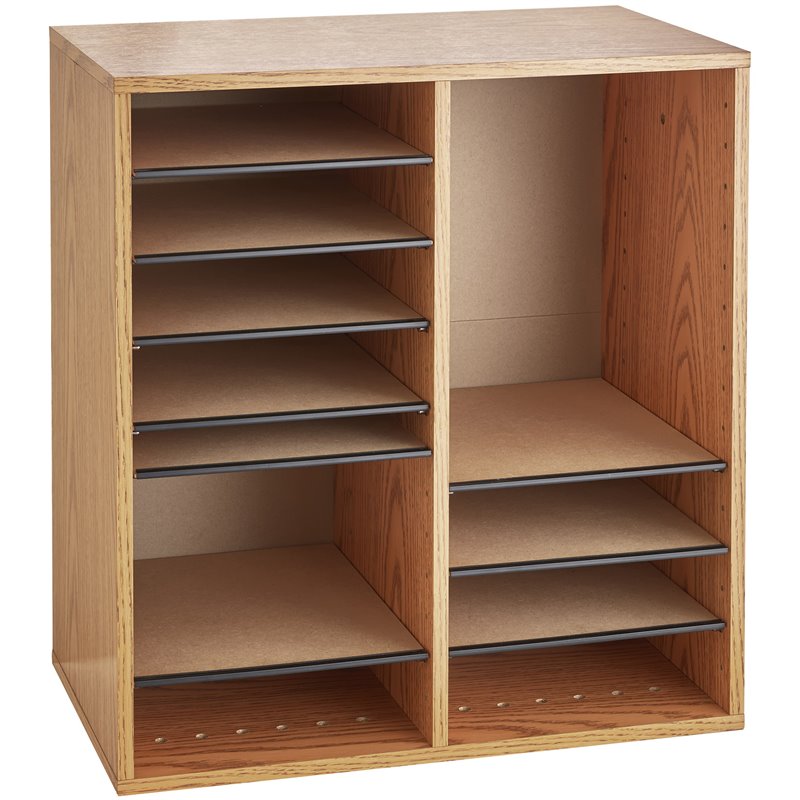 Scranton & Co 16 Compartment Adjustable Traditional Wood File Organizer in Oak