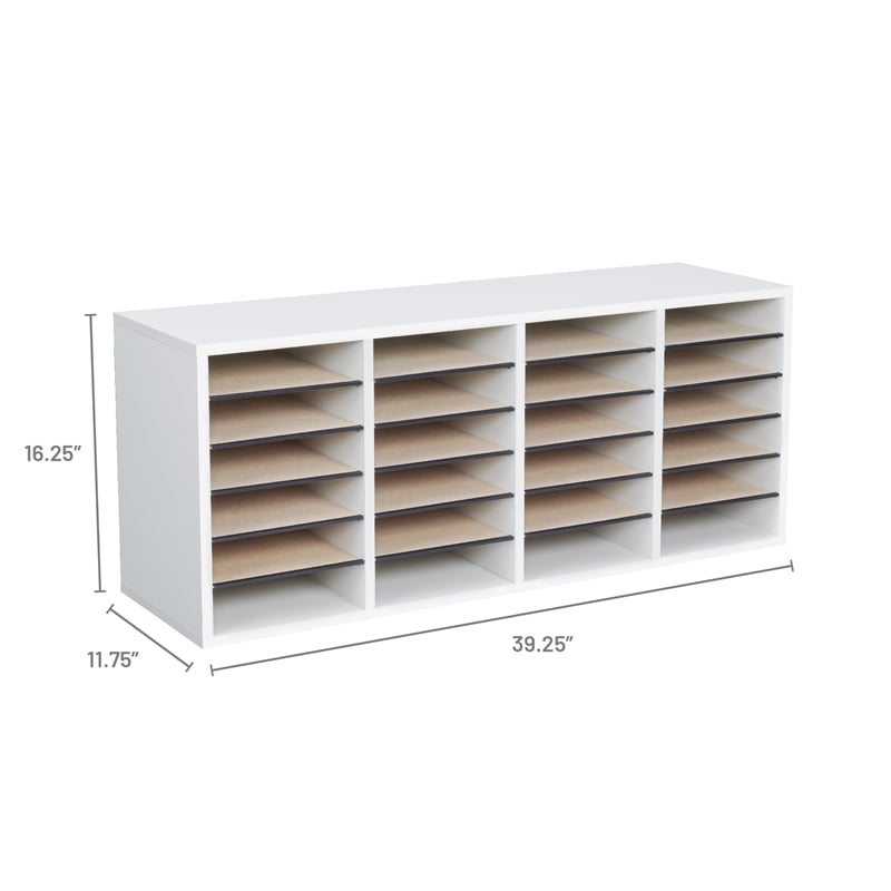 Scranton & Co Grey 24 Compartment Wood Adjustable File Organizer Gray