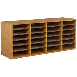 scranton & co medium oak 24 compartment wood adjustable file organizer