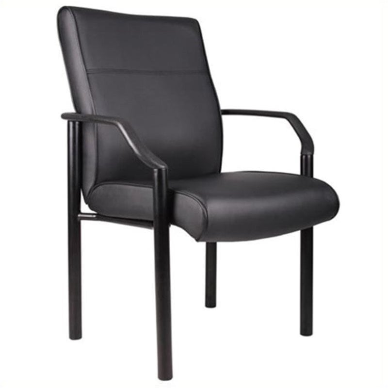 Scranton & Co Faux Leather Upholstered 4-Leg Side Guest Chair in Black