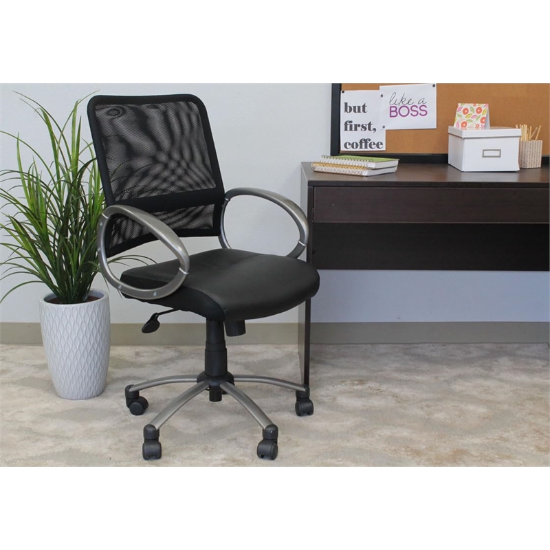 Scranton & Co Contemporary Faux Leather/Mesh Task Office Chair in Black