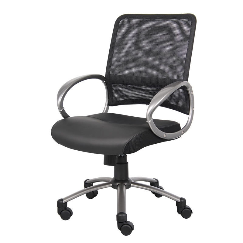Scranton & Co Contemporary Faux Leather/Mesh Task Office Chair in Black