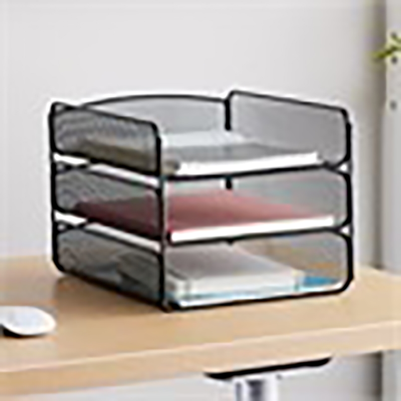 Scranton & Co Contemporary Metal Triple Tray Organizer in Black
