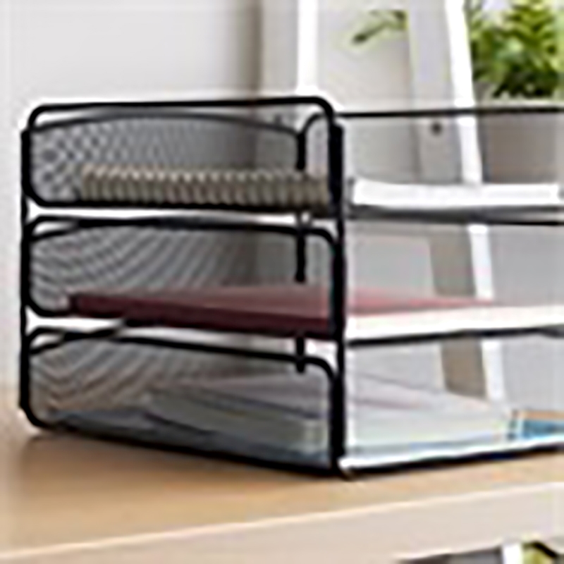 Scranton & Co Contemporary Metal Triple Tray Organizer in Black
