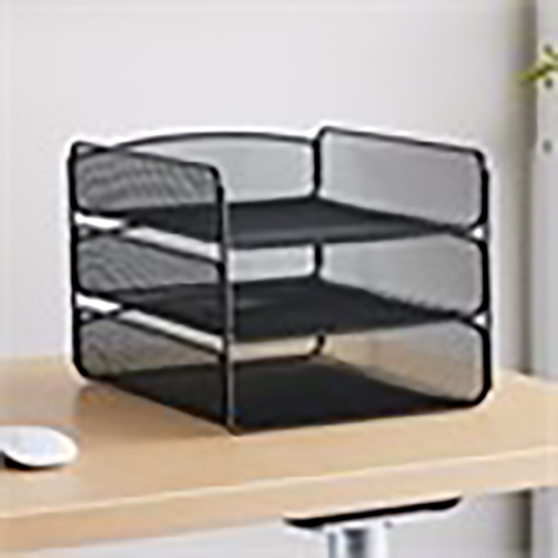 Scranton & Co Contemporary Metal Triple Tray Organizer in Black