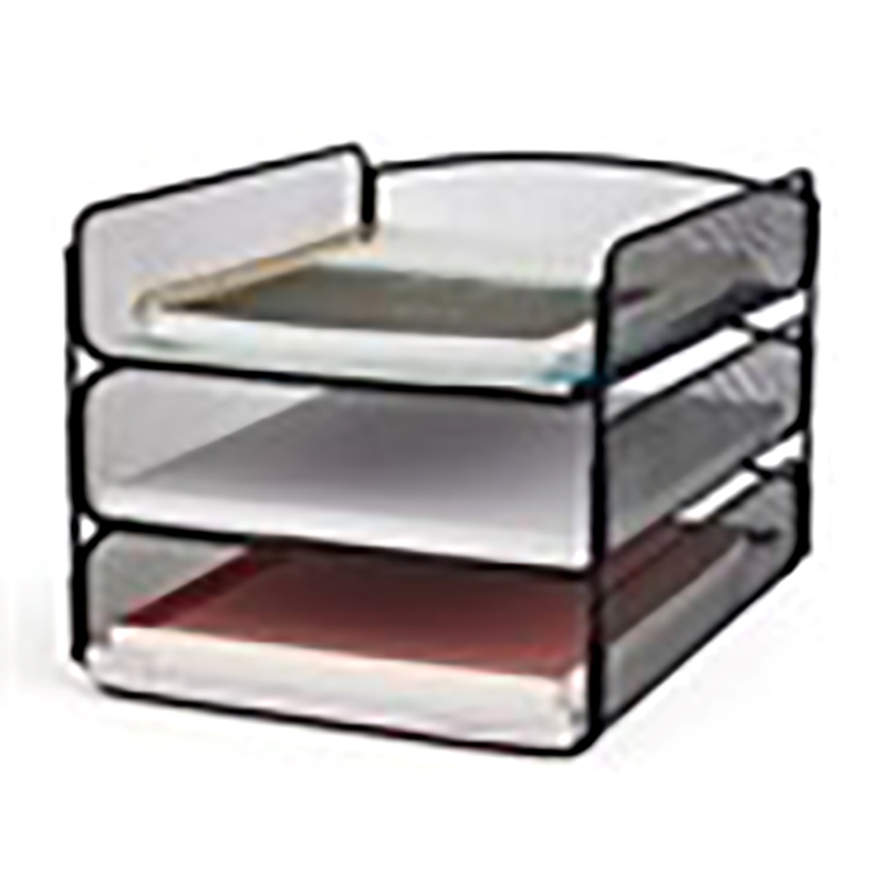 Scranton & Co Contemporary Metal Triple Tray Organizer in Black