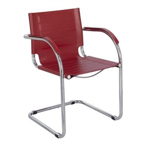 scranton & co guest chair red leather in red
