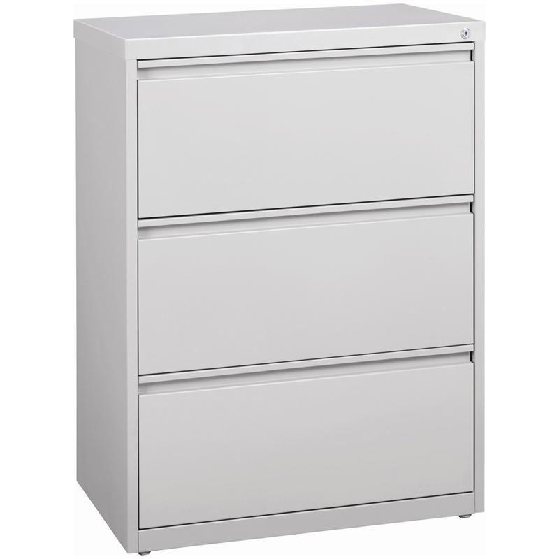Scranton & Co 3-Drawer Modern Metal Lateral Filing Cabinet in Light Gray