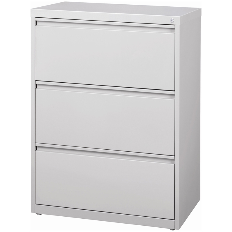 Scranton & Co 3-Drawer Modern Metal Lateral Filing Cabinet in Light Gray