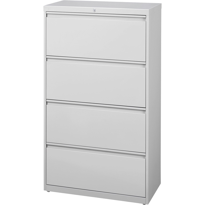 Scranton & Co 4-Drawer Modern Metal Lateral Filing Cabinet in Light Gray