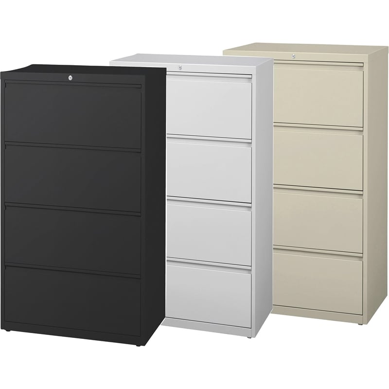 Scranton & Co 4-Drawer Modern Metal Lateral Filing Cabinet in Light Gray