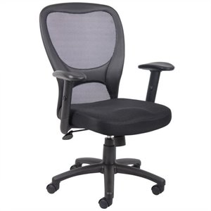 Scranton & Co Mesh Fabric Adjustable Height Arms Task Office Chair in Black