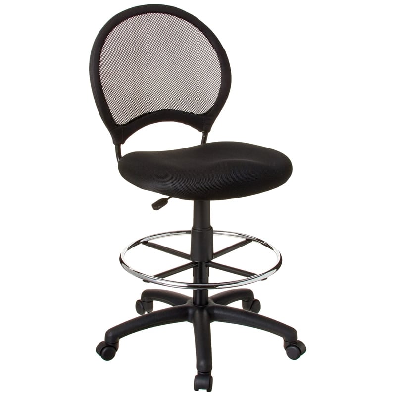 Scranton & Co Mesh Fabric Drafting Chair with Loop Arms in Black