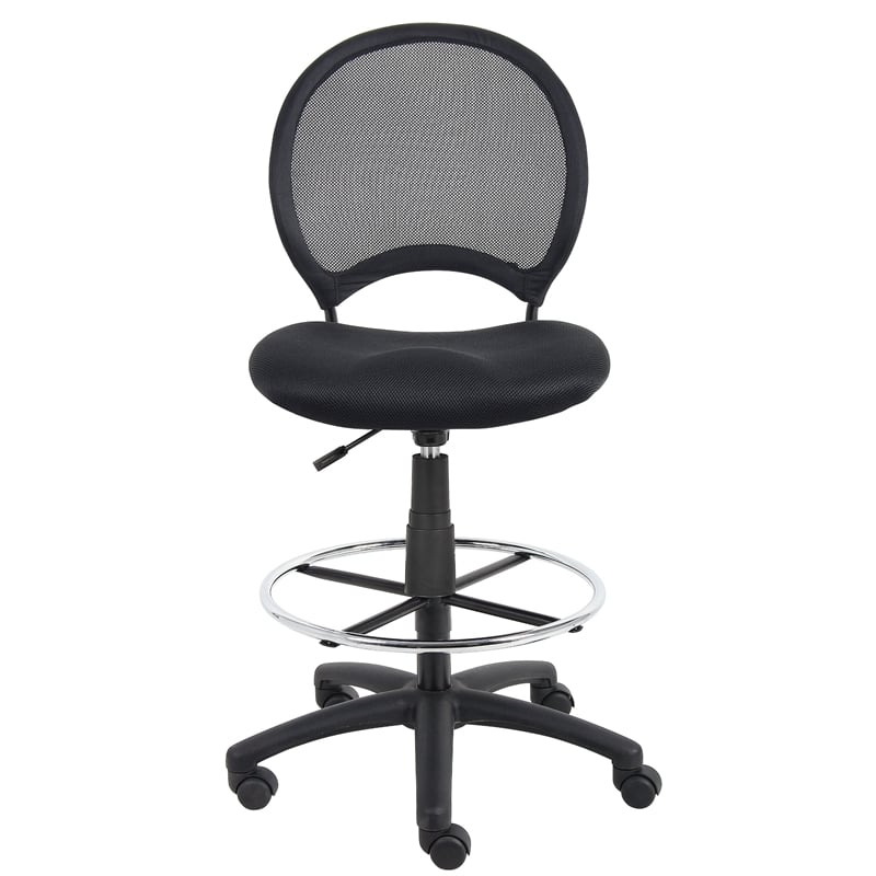 Scranton & Co Mesh Fabric Drafting Chair with Loop Arms in Black