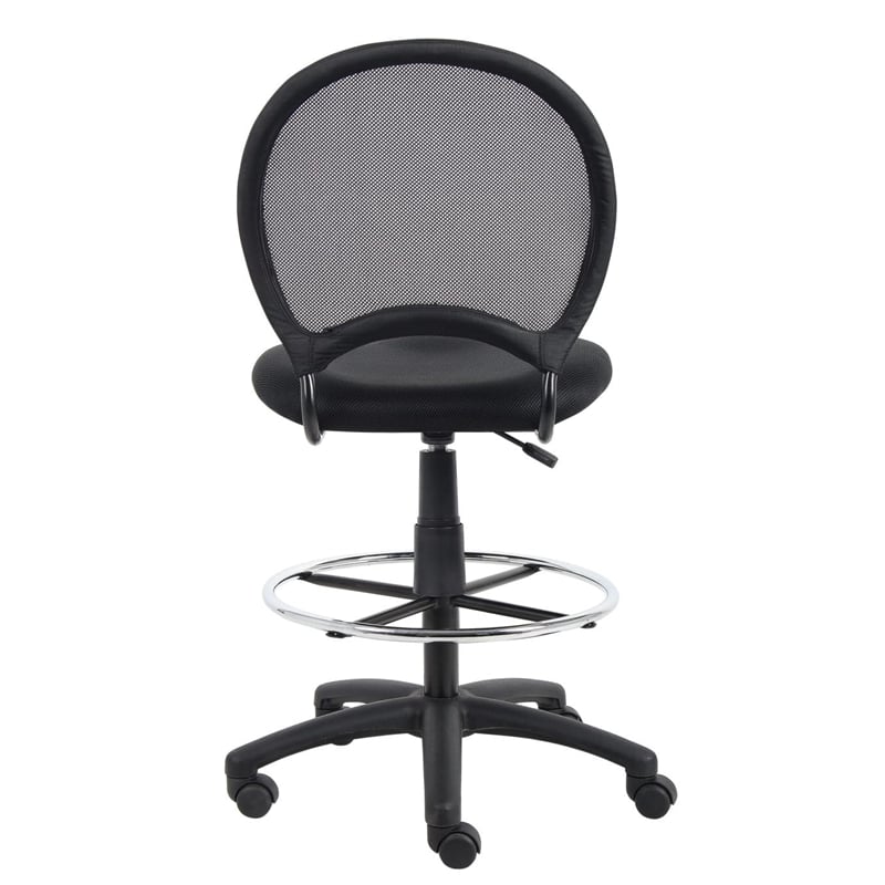 Scranton & Co Mesh Fabric Drafting Chair with Loop Arms in Black