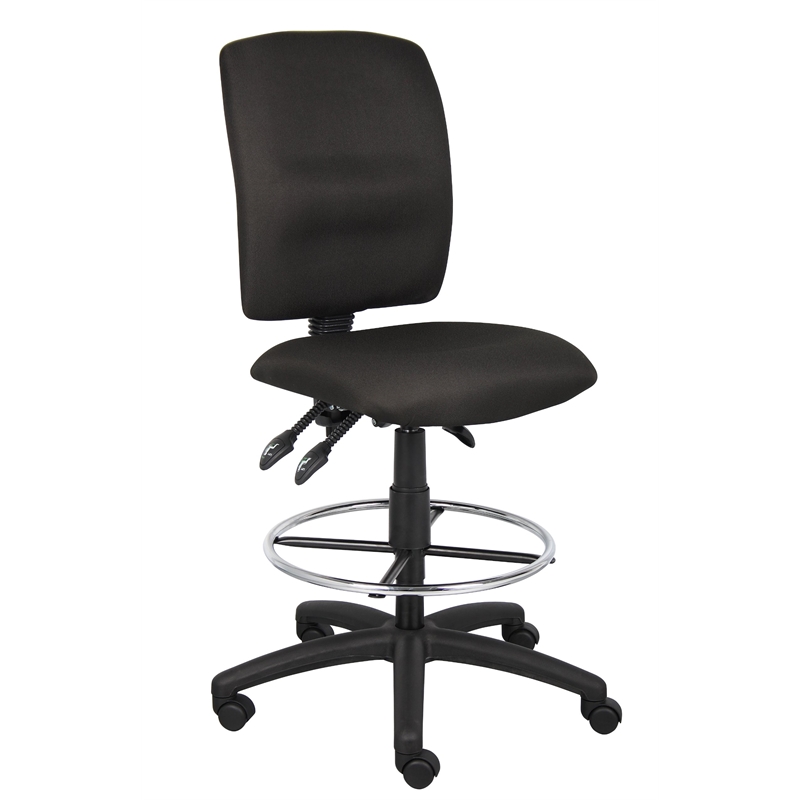 Scranton & Co 48''H Modern Fabric Drafting Stool in Black/Chrome