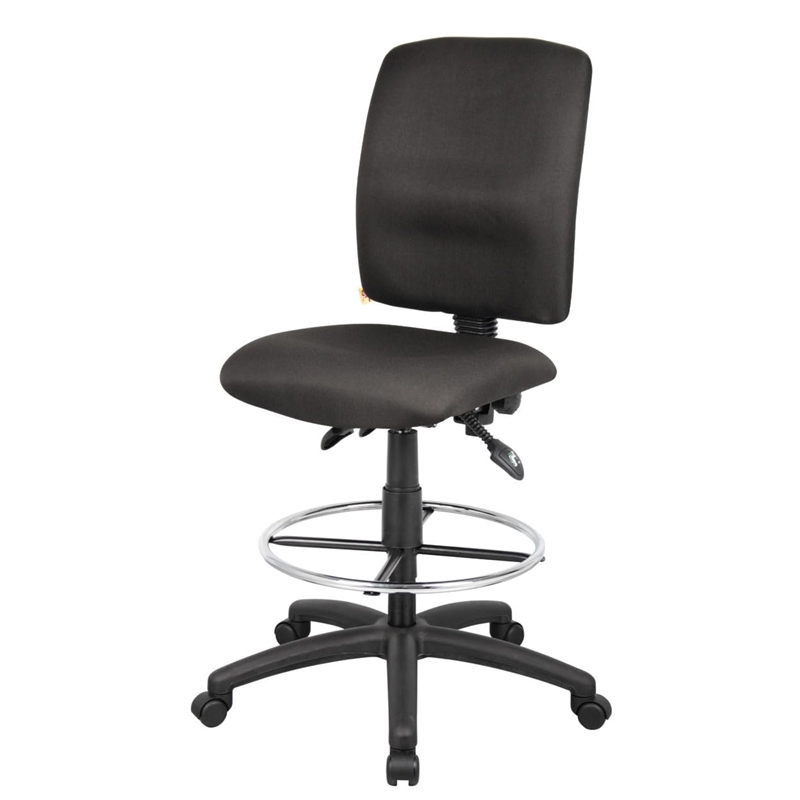 Scranton & Co 48''H Modern Fabric Drafting Stool in Black/Chrome