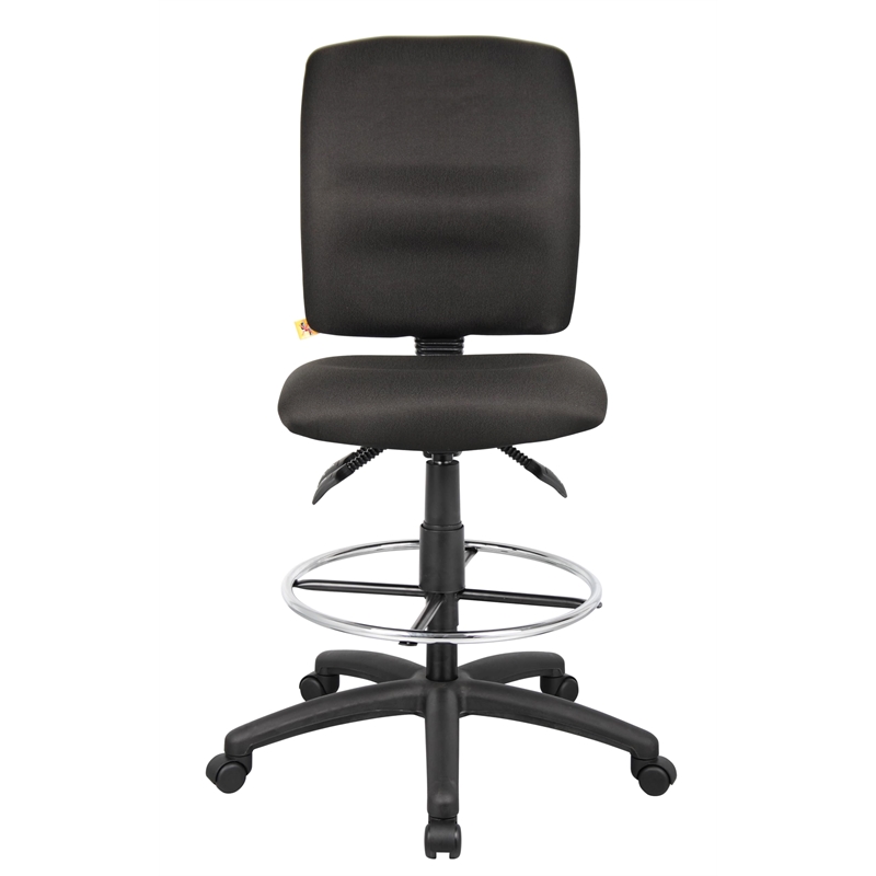 Scranton & Co 48''H Modern Fabric Drafting Stool in Black/Chrome
