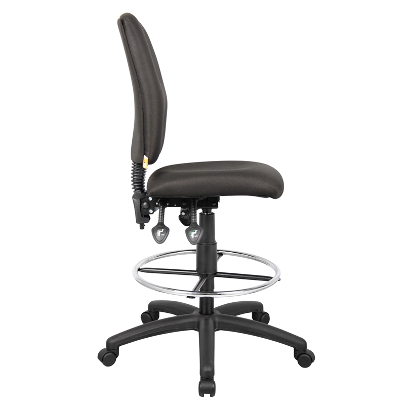 Scranton & Co 48''H Modern Fabric Drafting Stool in Black/Chrome