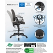 Scranton & Co 48''H Modern Fabric Loop Arms Drafting Stool in Black/Chrome