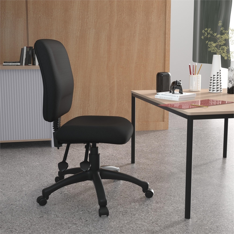 Scranton & Co Modern Crepe Fabric Multi Function Task Chair in Black