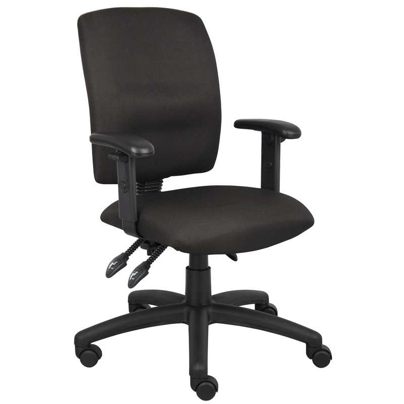 Scranton & Co Crepe Fabric Task Office Chair with Adjustable Arms in Black
