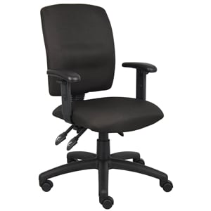 Scranton & Co Crepe Fabric Task Office Chair with Adjustable Arms in Black
