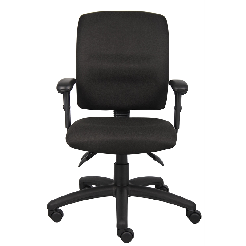Scranton & Co Crepe Fabric Task Office Chair with Adjustable Arms in Black