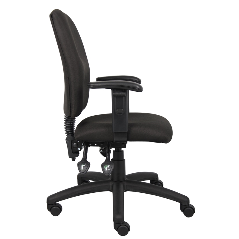 Scranton & Co Crepe Fabric Task Office Chair with Adjustable Arms in Black