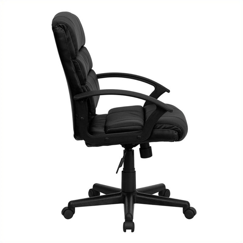 Scranton & Co Mid-Back Leather Office Chair in Black