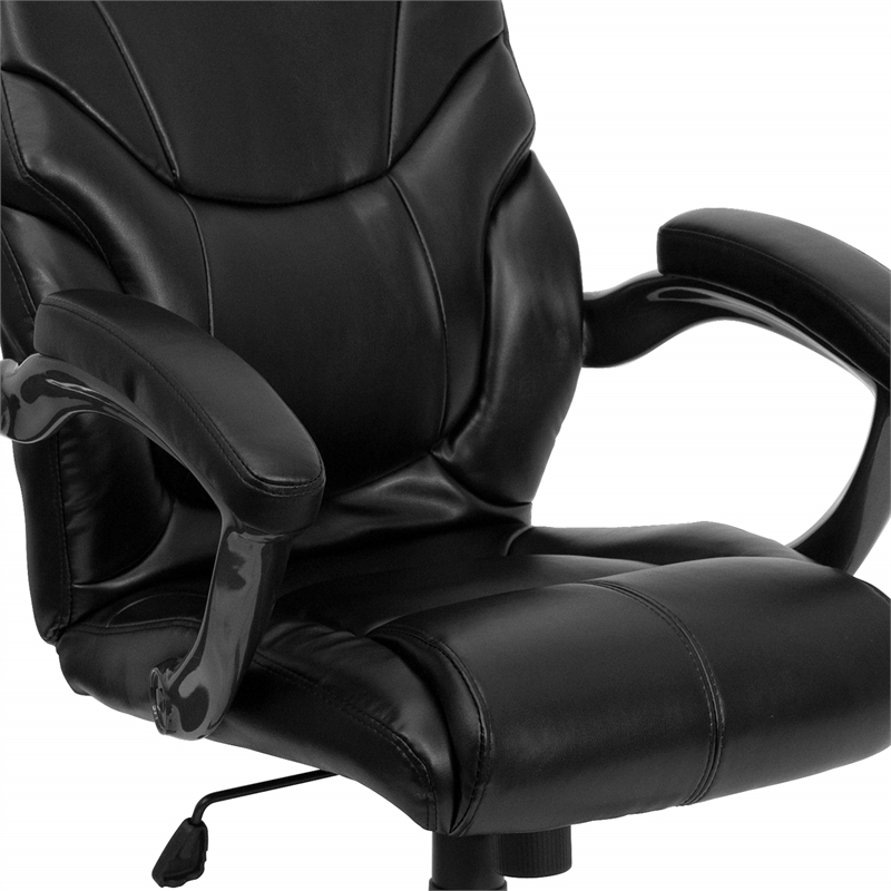Scranton & Co Contemporary Faux Leather High Back Executive Chair in Black