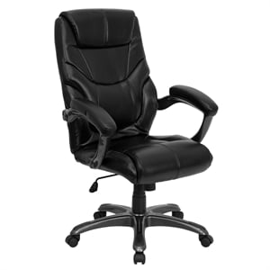 Scranton & Co Contemporary Faux Leather High Back Executive Chair in Black